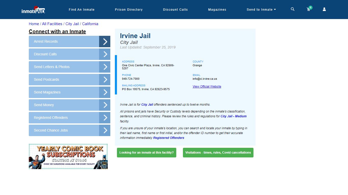 Irvine Jail | Inmate Locator